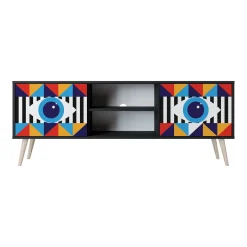 ABSTRACTION AND GEOMETRY Szafka RTV 2-drzwiowa Czarna Bukowa skośna