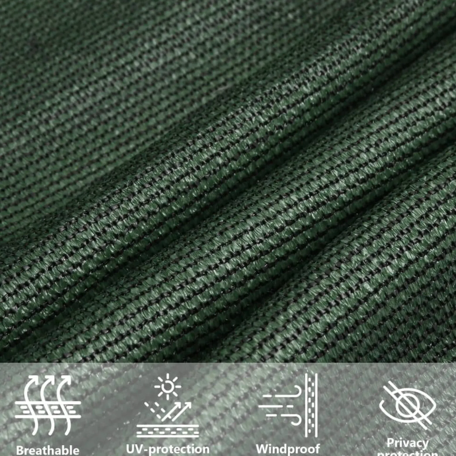 Żagiel przeciwsłoneczny, 160g/m², ciemnozielony, 2,5x2,5m, HDPE