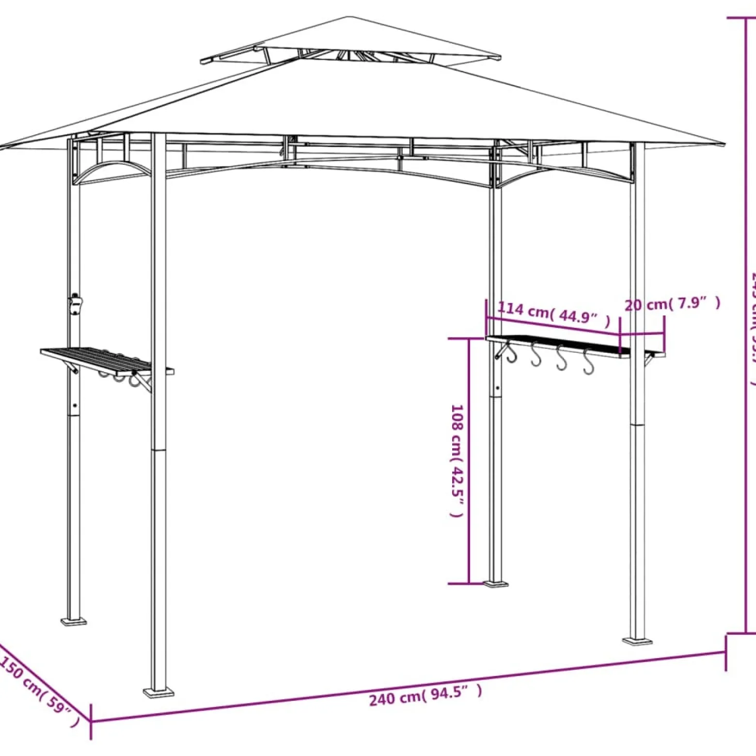 Altana Nad Grill Zadaszenie Nad Grill Antracytowe 240x150x243 cm