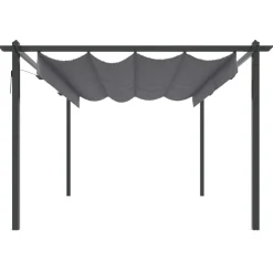 Altana Ogrodowa Antracytowa Ze Zwijanym Dachem Pergola Zadaszenie 4x3 m