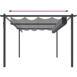 Altana Ogrodowa Antracytowa Ze Zwijanym Dachem Pergola Zadaszenie 4x3 m