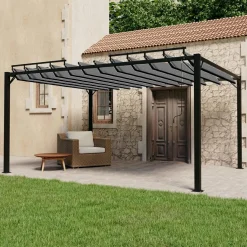 Altana Ogrodowa Ze Zwijanym Dachem Pergola Ogrodowa Antracytowa 3x4 m