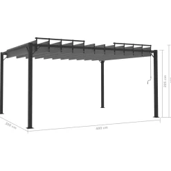 Altana Ogrodowa Ze Zwijanym Dachem Pergola Ogrodowa Antracytowa 3x4 m
