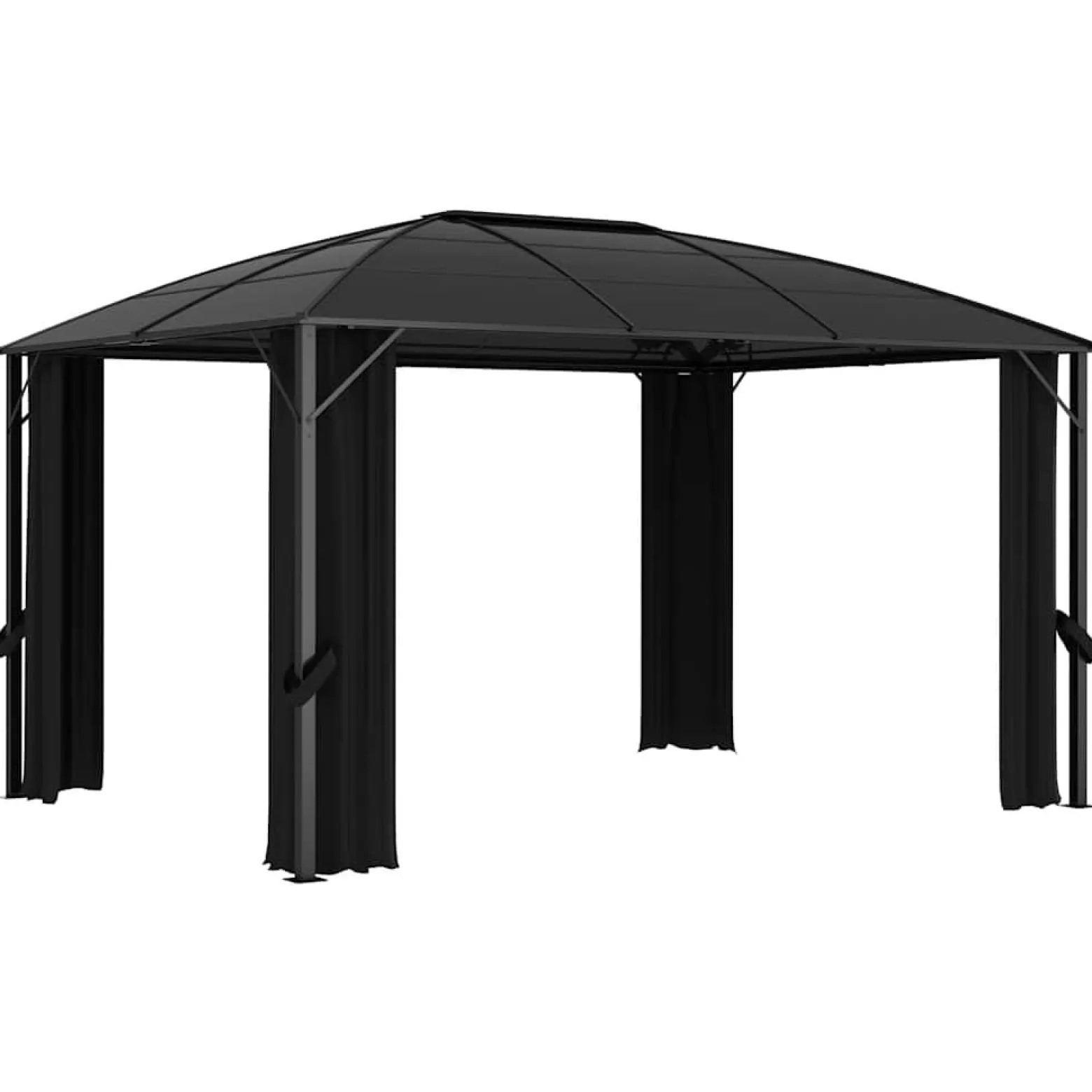 Altana Ogrodowa z Zasłonami Pergola Namiot Ogrodowy Antracyt 400x300x265 cm