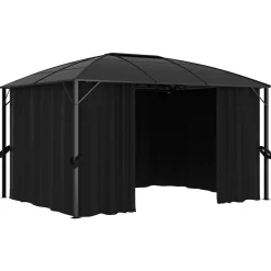 Altana Ogrodowa z Zasłonami Pergola Namiot Ogrodowy Antracyt 400x300x265 cm
