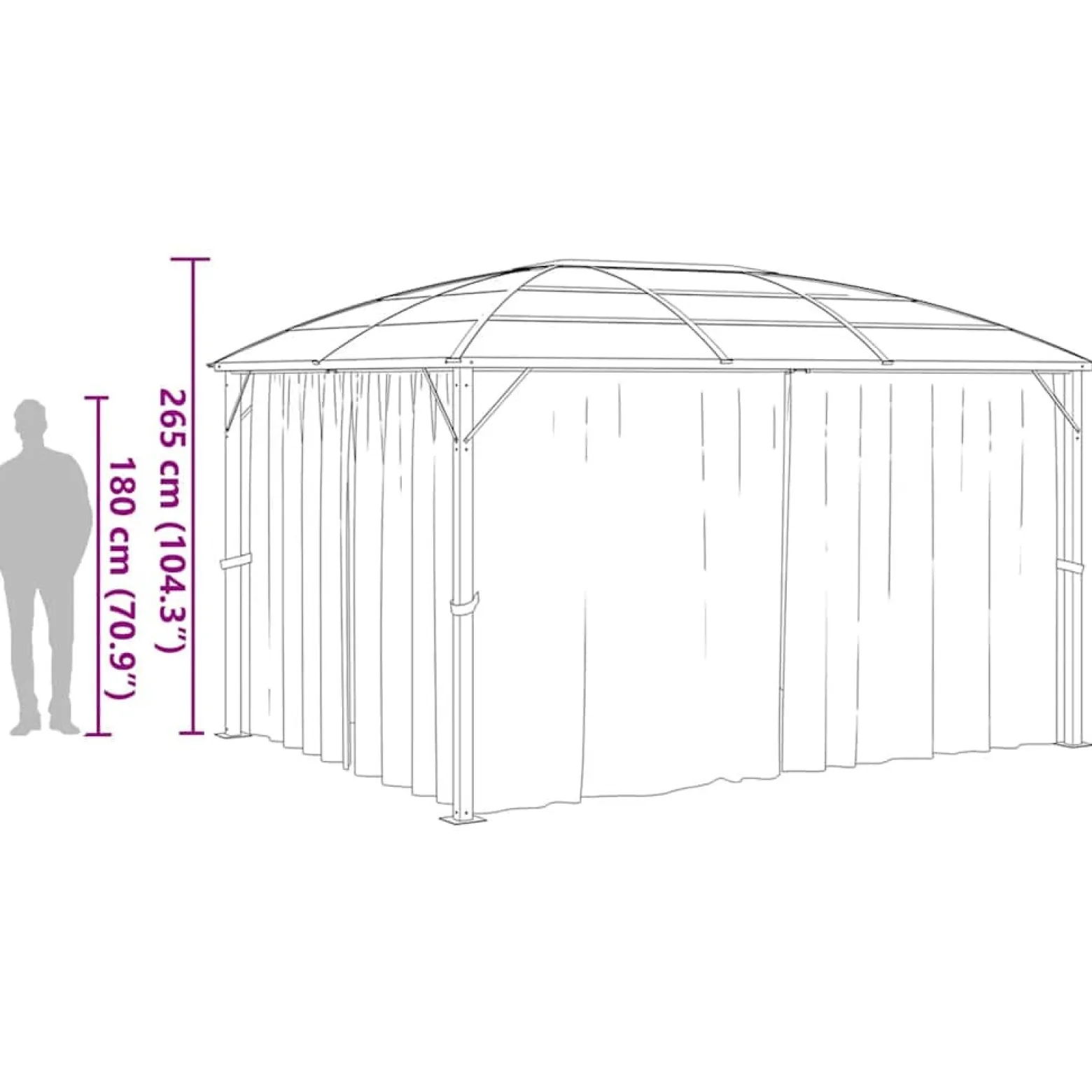 Altana Ogrodowa z Zasłonami Pergola Namiot Ogrodowy Antracyt 400x300x265 cm