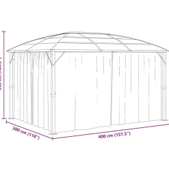 Altana Ogrodowa z Zasłonami Pergola Namiot Ogrodowy Antracyt 400x300x265 cm