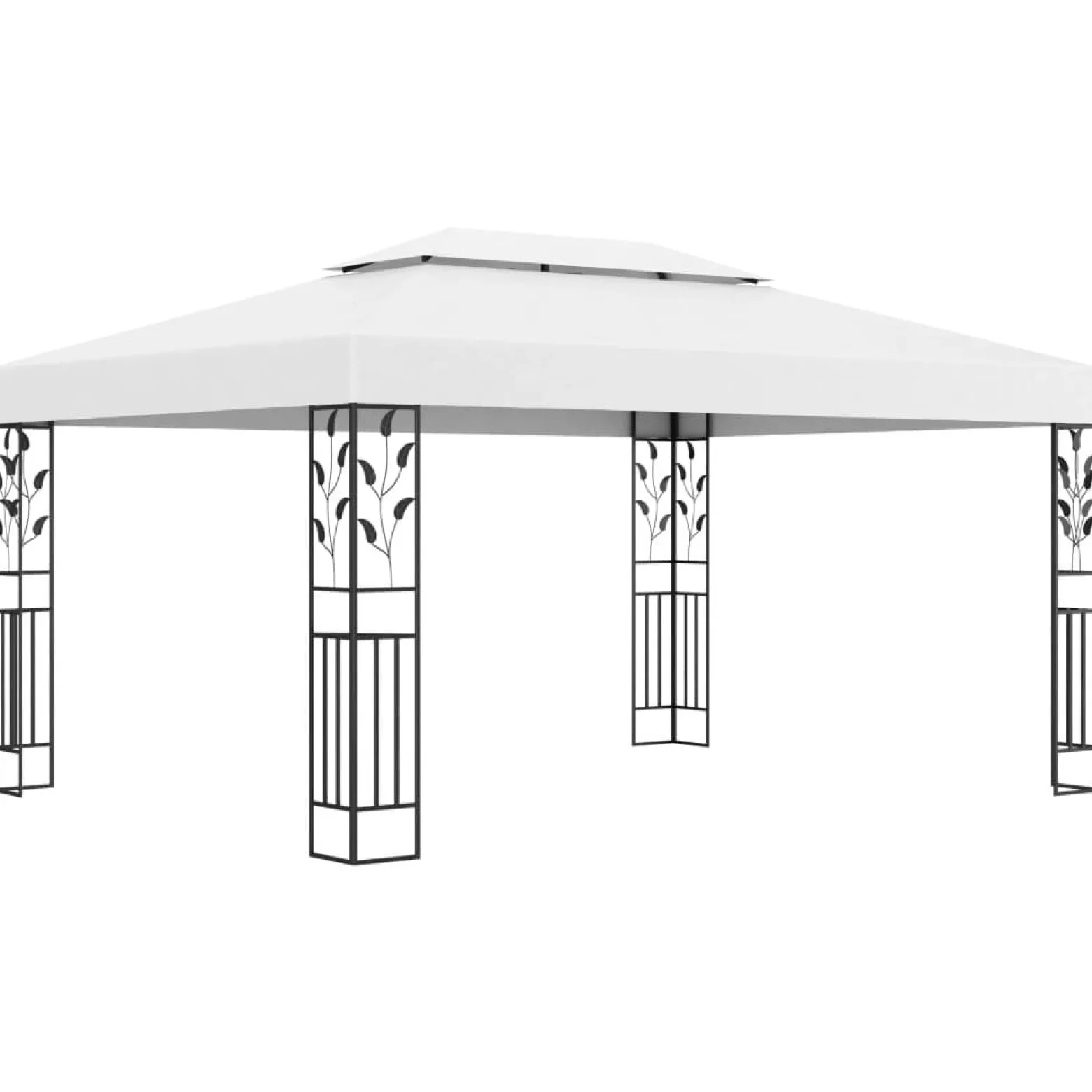 Altana z podwójnym dachem i sznurem lampek LED, 3x4 m, biała