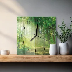 Artystyczny zegar 30x30 Leśna Natura zegar ścienny