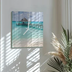 Artystyczny zegar 30x30 Plaża dekoracyjny na ścianę