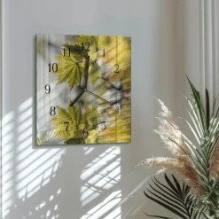 Artystyczny zegar 30x30 Liść Klonu jesień drzewo natura dekoracja