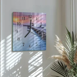 Artystyczny zegar 30x30 Most Drewniany dekoracyjny na ścianę