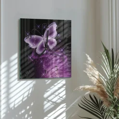 Artystyczny zegar 30x30 Motyl zegar ścienny