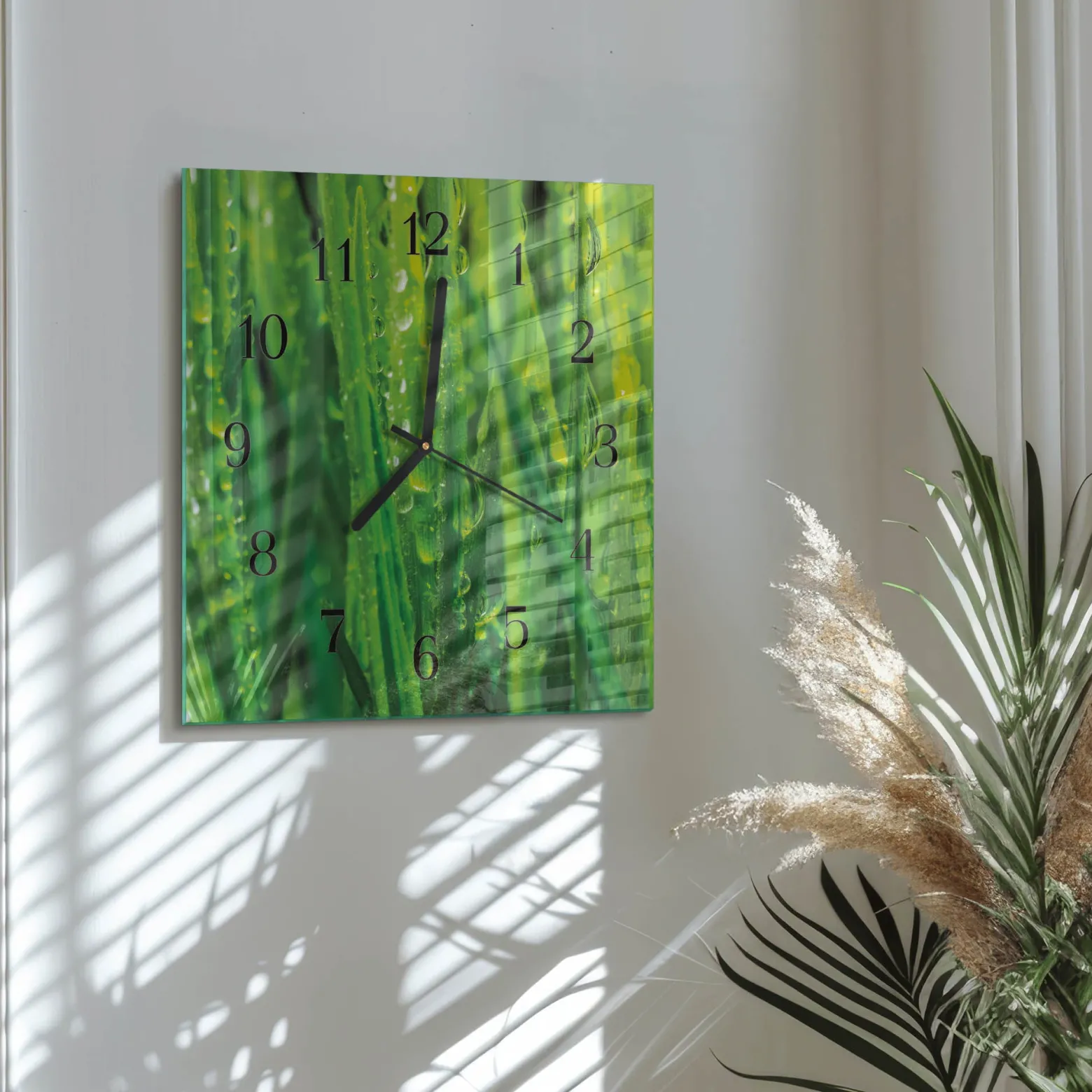 Artystyczny zegar 30x30 Trawa dekoracyjny do salonu