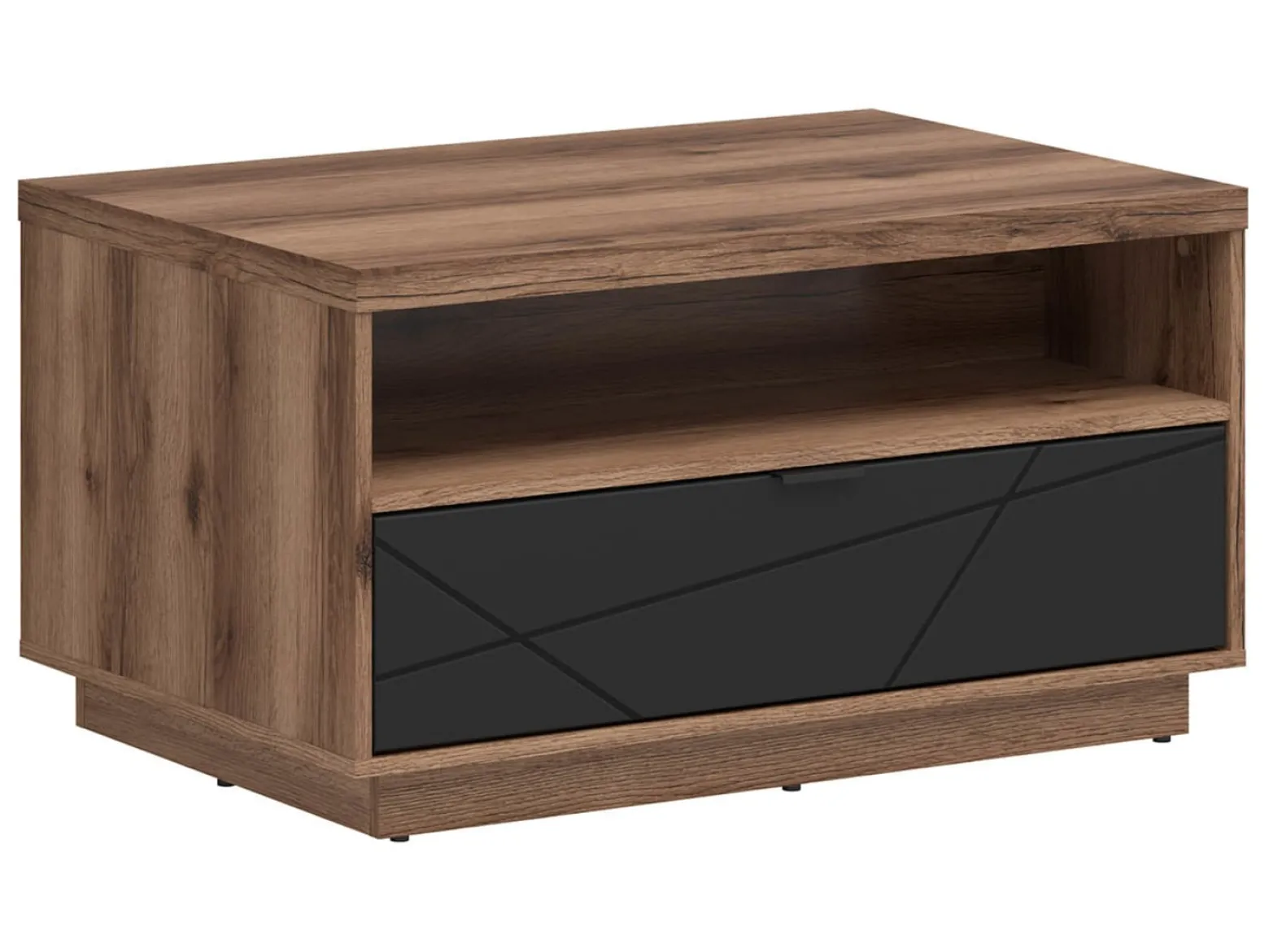 Ława Forn 90x60 z szufladą dąb delano ciemny/czarny mat