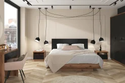 Ława Forn 90x60 z szufladą dąb delano ciemny/czarny mat