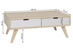 Ława Malmo 120 cm drewniana 4 szuflady, kolor kasztan