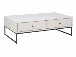 Ława Megan loft drewno i metal 4 szuflady, kolor bielony