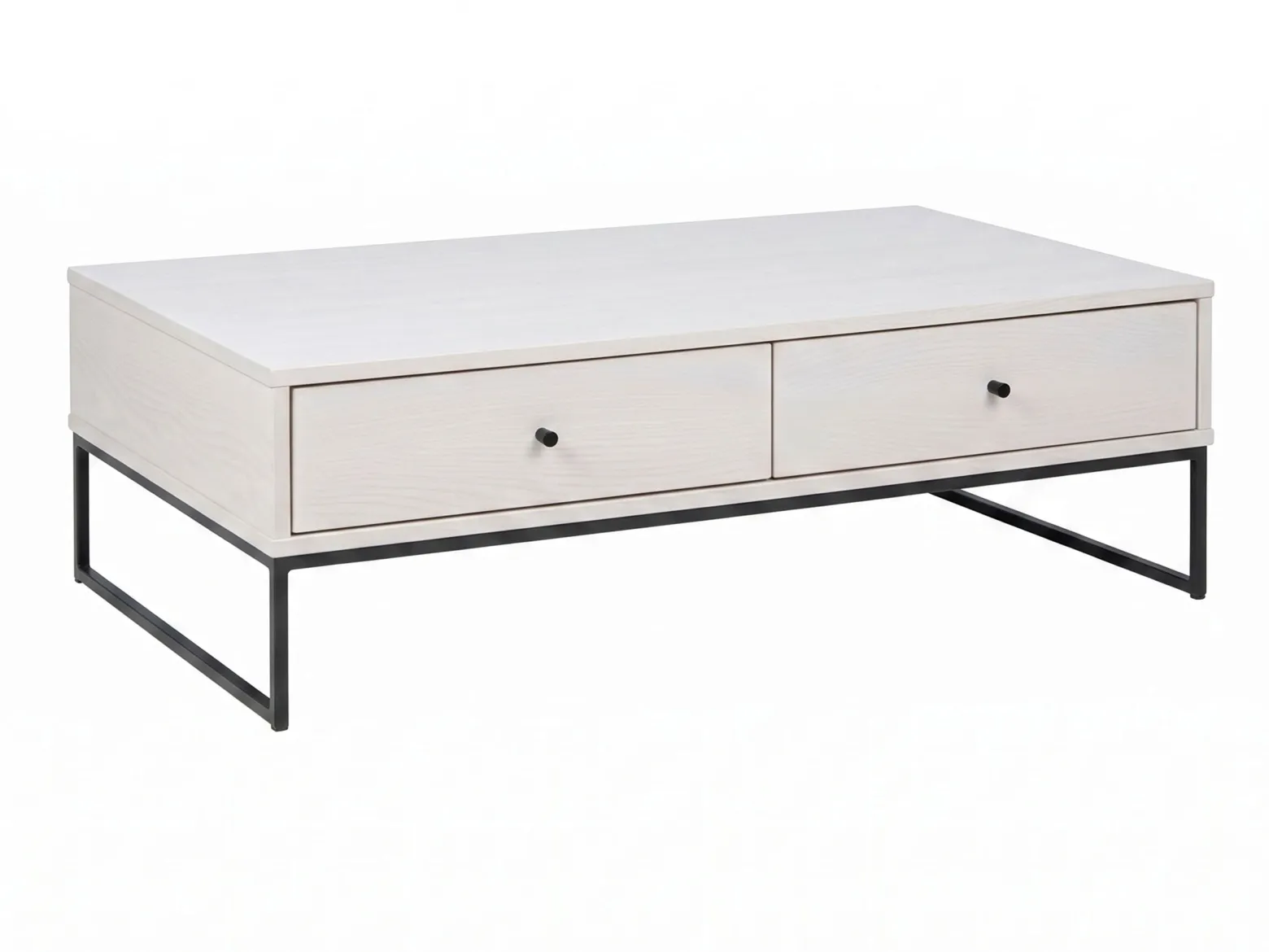Ława Megan loft drewno i metal 4 szuflady, kolor bielony