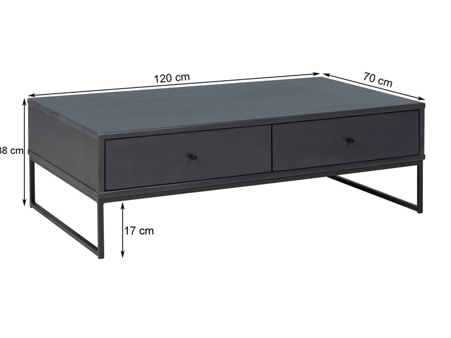 Ława Megan loft drewno i metal 4 szuflady, kolor bielony