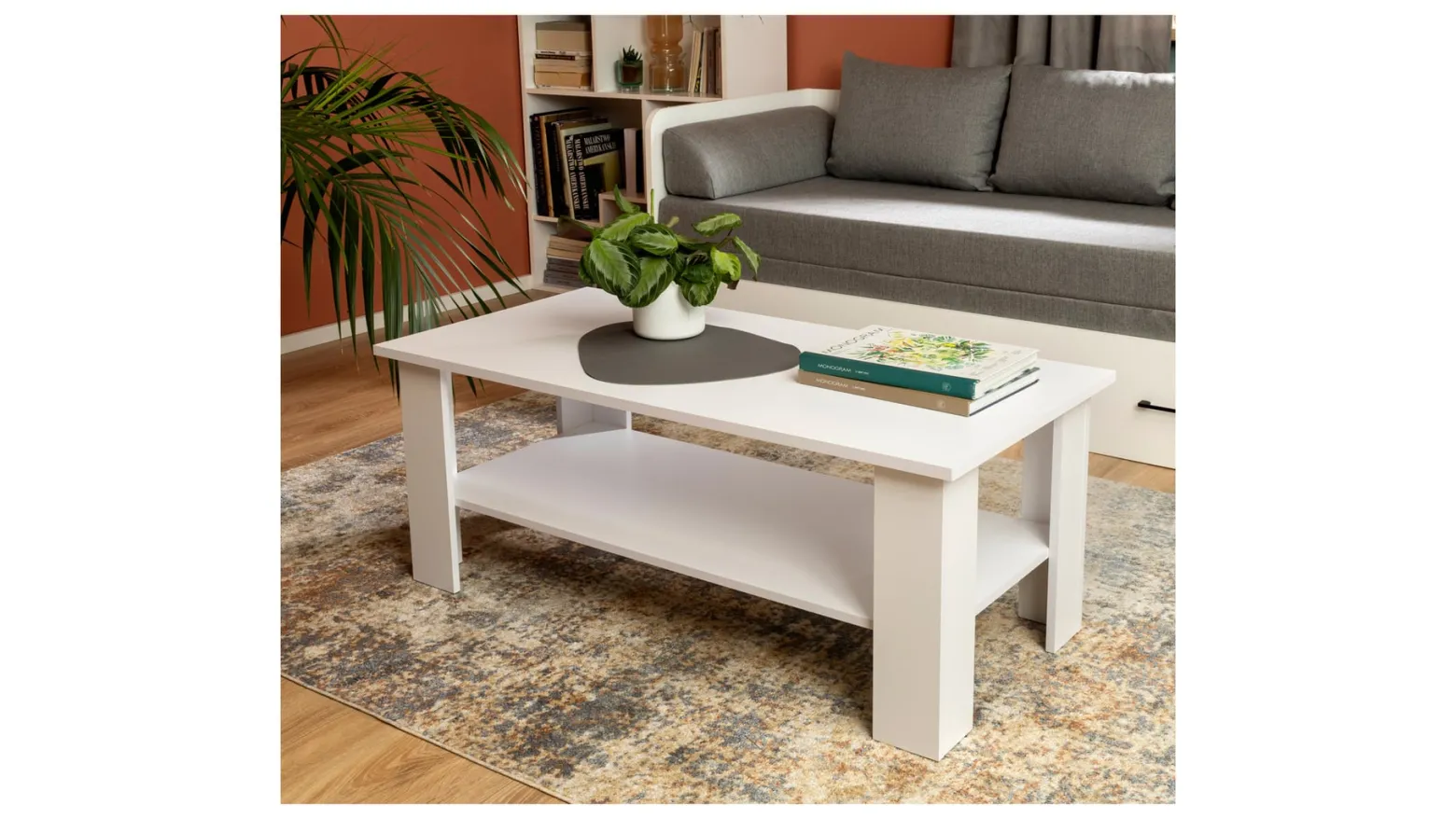 Ława Nepo Plus 115x56 z półką biała