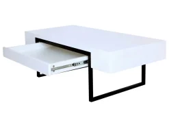 Ława prostokątna Orleans 120x60/42 biało-czarna