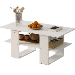 Ława stolik biały kawowy nowoczesny z półką salon pokój loft duży 120 cm