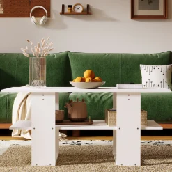 Ława stolik biały kawowy nowoczesny z półką salon pokój loft duży 120 cm