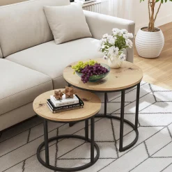 Ława stolik kawowy artisan-czarny zestaw komplet 2 ław styl loft rustykalny