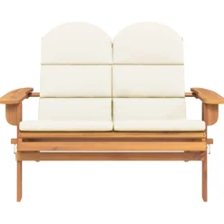 Ławka ogrodowa Adirondack z poduszkami, 126 cm, drewno akacjowe
