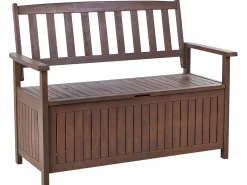 Ławka ogrodowa ze schowkiem 120x60 ciemne drewno