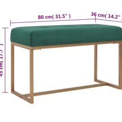 Ławka do przedpokoju Zielony 80 cm Tkanina vidaXL