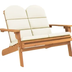 Ławka ogrodowa Adirondack z poduszkami, 126 cm, drewno akacjowe