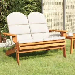 Ławka ogrodowa Adirondack z poduszkami, 126 cm, drewno akacjowe