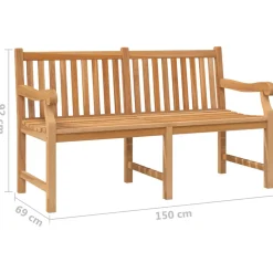 Ławka ogrodowa, 150 cm, lite drewno tekowe