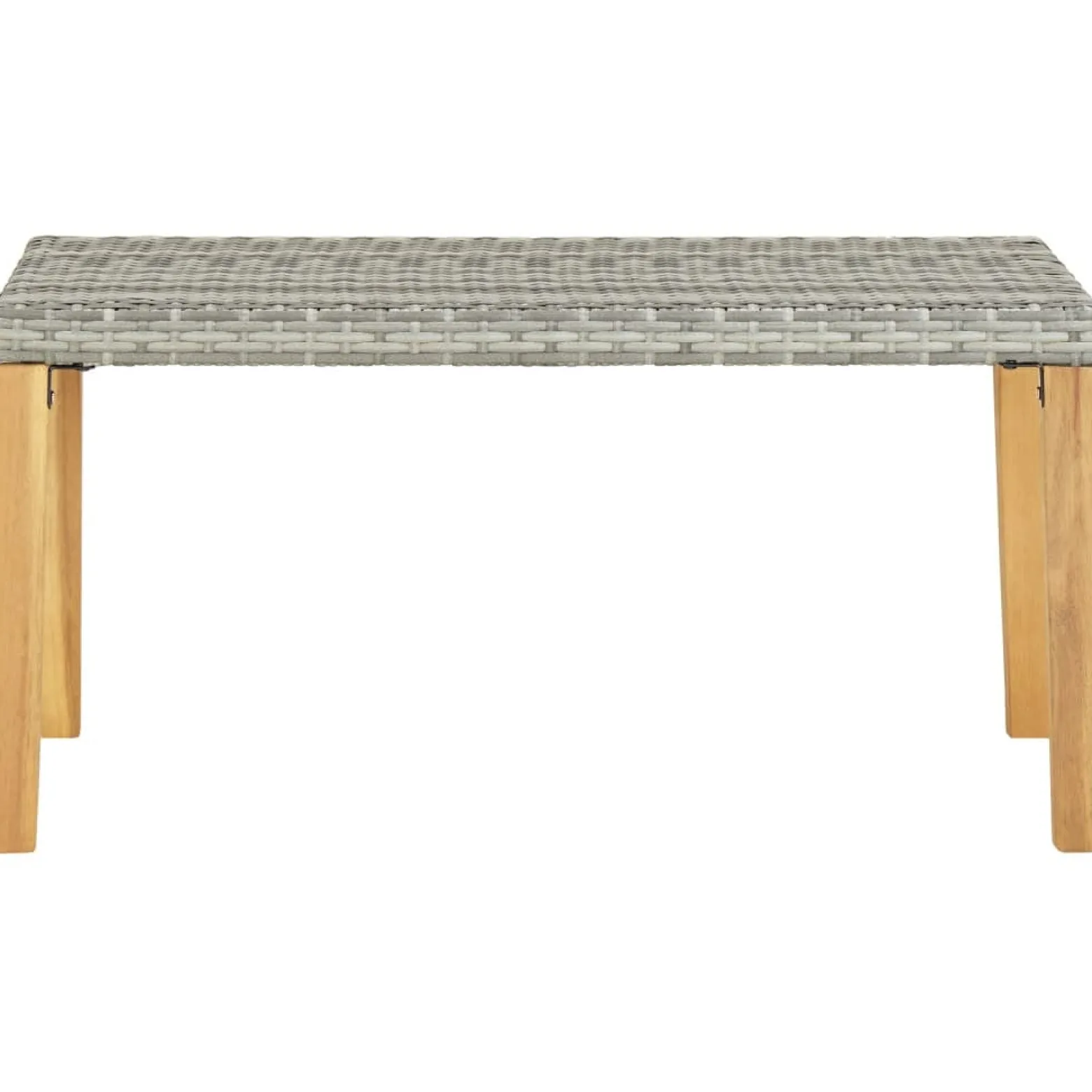 Ławka ogrodowa, 120 cm, szara, polirattan i drewno akacjowe