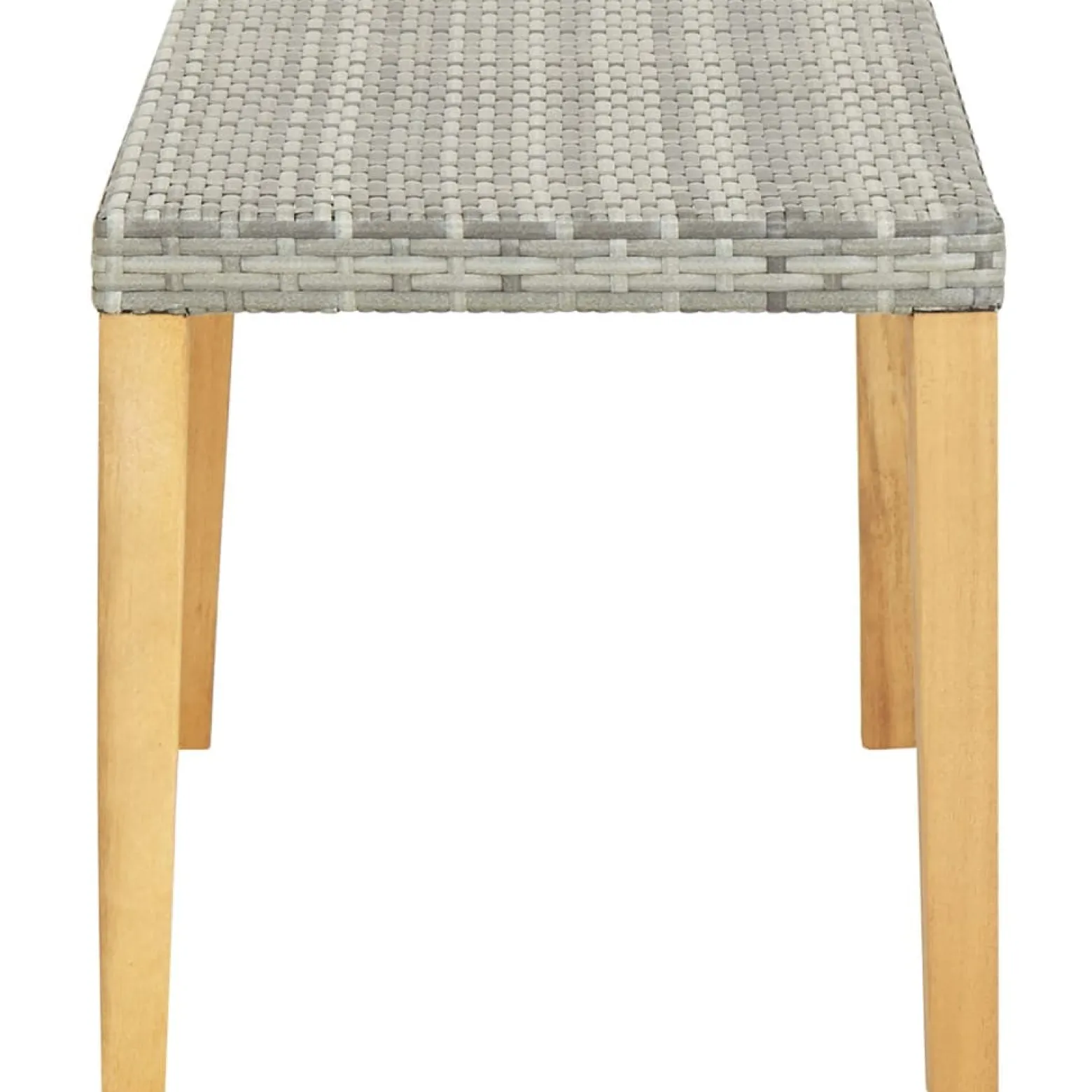 Ławka ogrodowa, 120 cm, szara, polirattan i drewno akacjowe