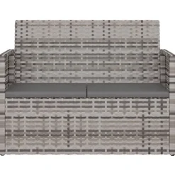 Ławka ogrodowa z poduszkami, szara, 105 cm, polirattan