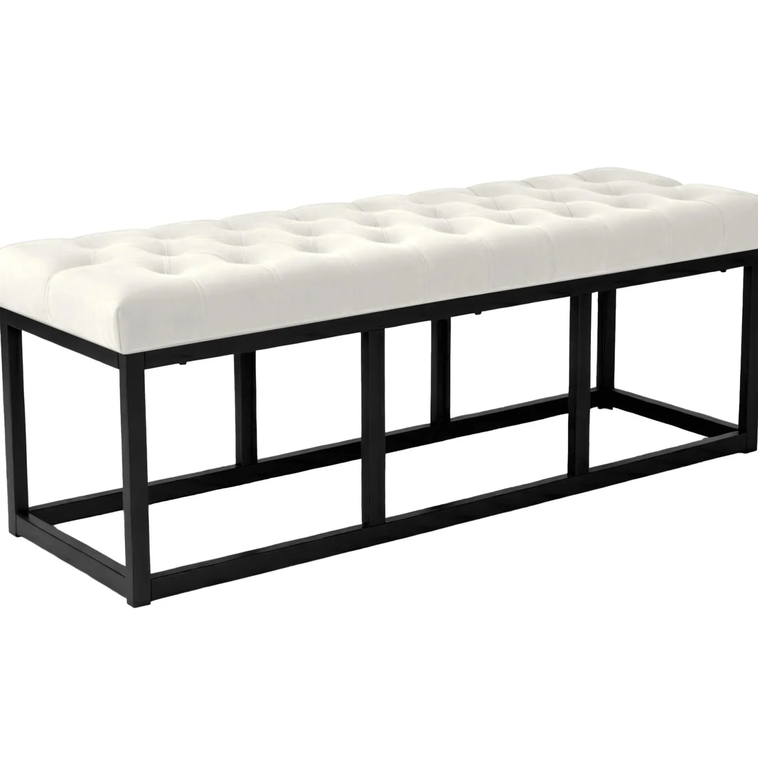 Ławka Polson velvet czarna biały 120 cm