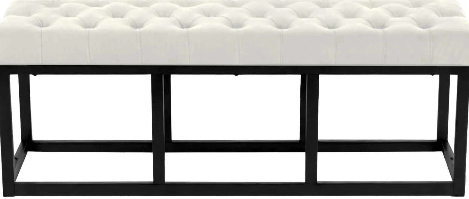 Ławka Polson velvet czarna biały 120 cm