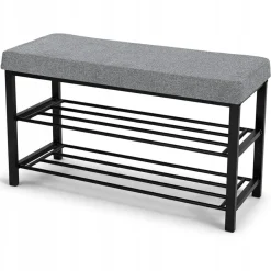 Ławka tapicerowana szafka na buty siedzisko Loft 79 cm plec szary