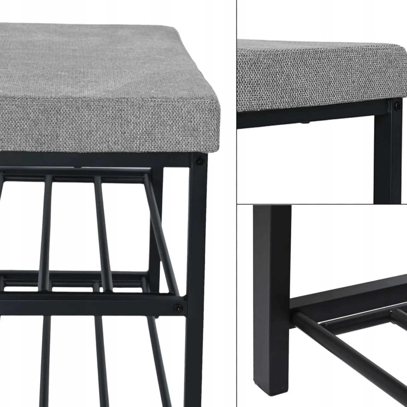 Ławka tapicerowana szafka na buty siedzisko Loft 79 cm plec szary