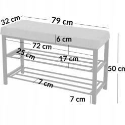 Ławka tapicerowana szafka na buty siedzisko Loft 79 cm plec szary