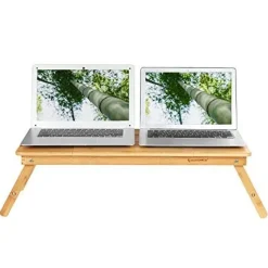 Bambusowe biurko laptopa, składany stół do łóżka