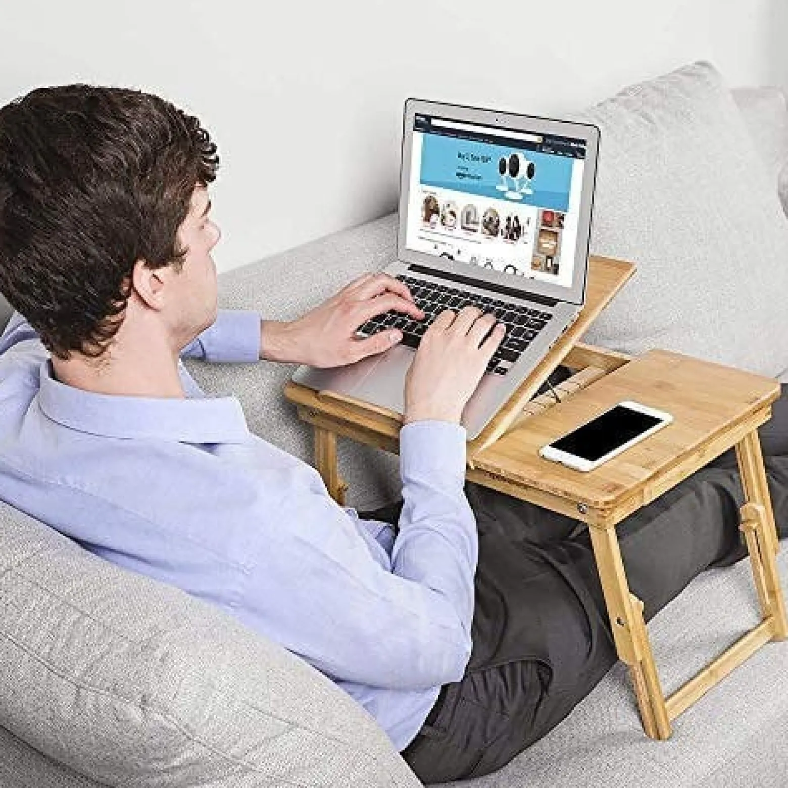 Bambusowe biurko, stół do laptopa
