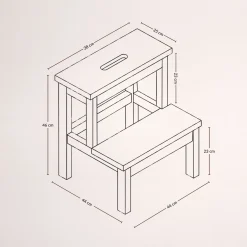 Bambusowy taboret ze schodkiem KROK, wys. 46 cm