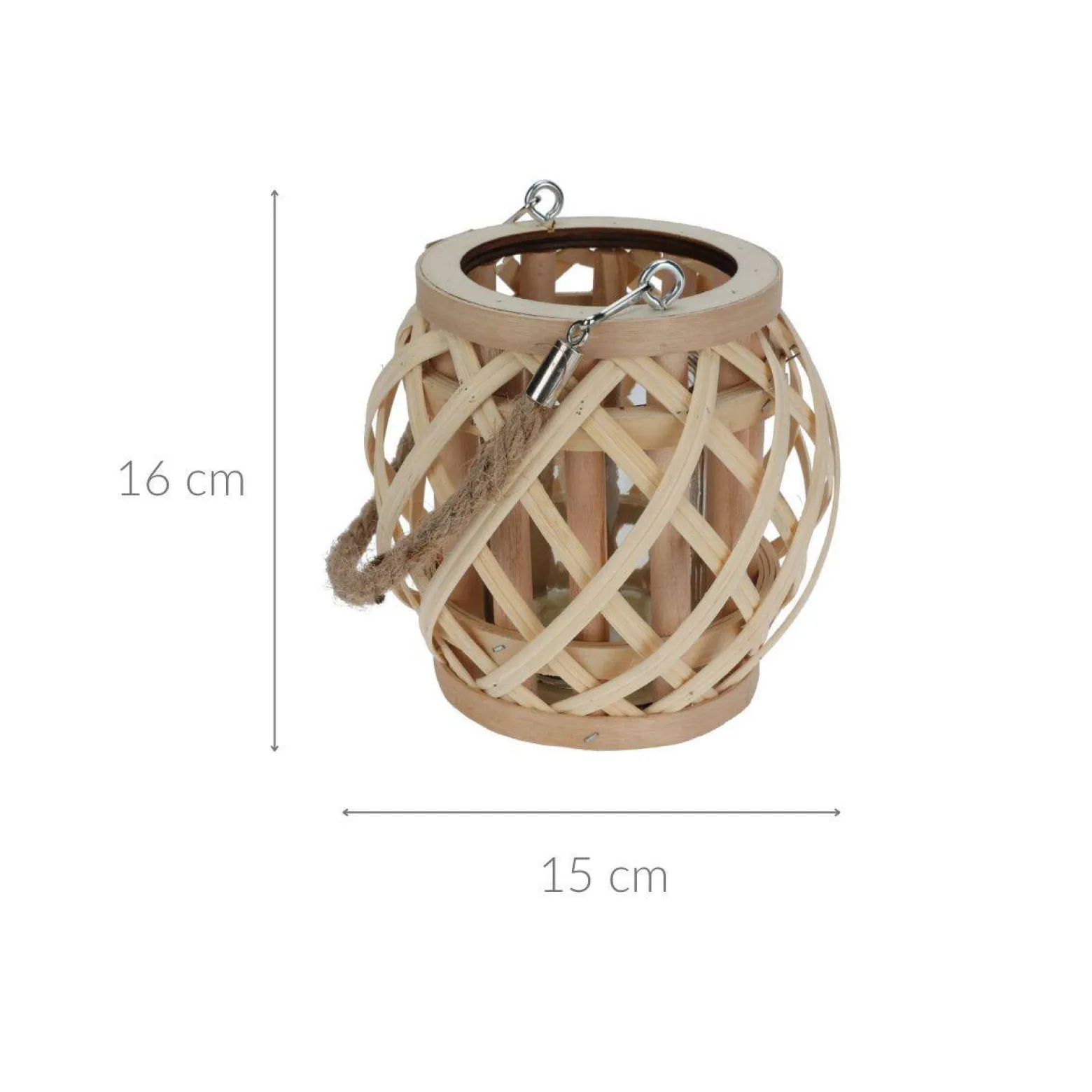 Bambusowy lampion z jutowych uchwytem, naturalny