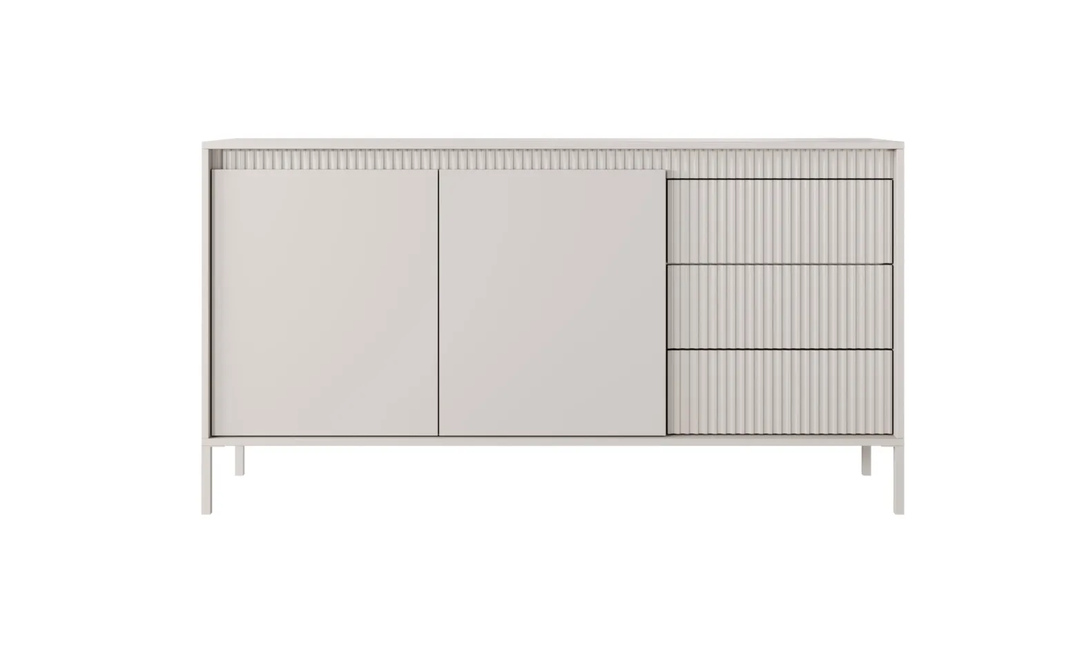 Beżowa Komoda 153cm Szeroka z szufladami SENSO