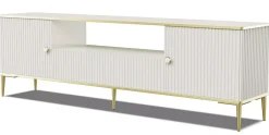 Beżowa szafka rtv z lamelami na froncie - Avro