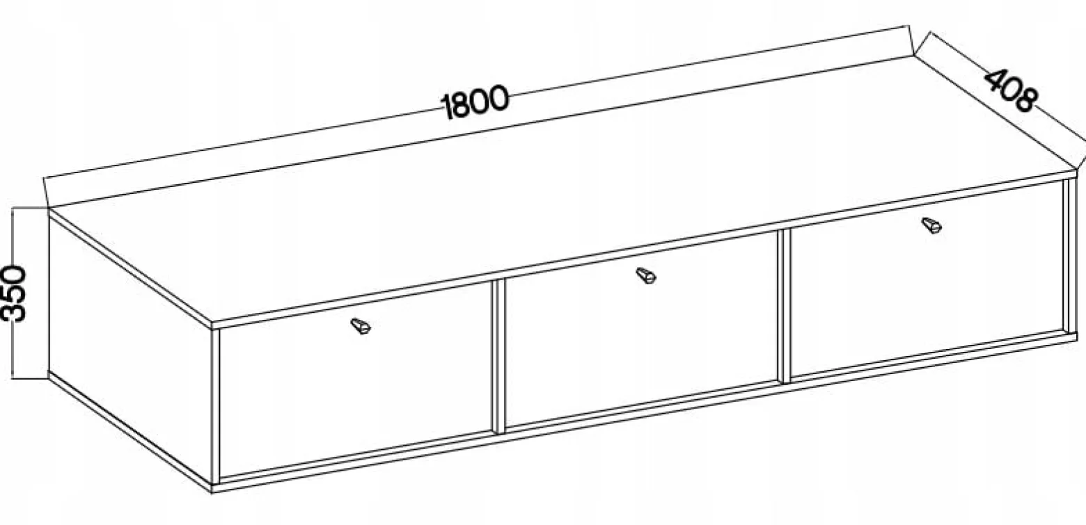 Beżowa SZAFKA RTV 180 cm AVILA Wisząca Złote Uchwyty METAL